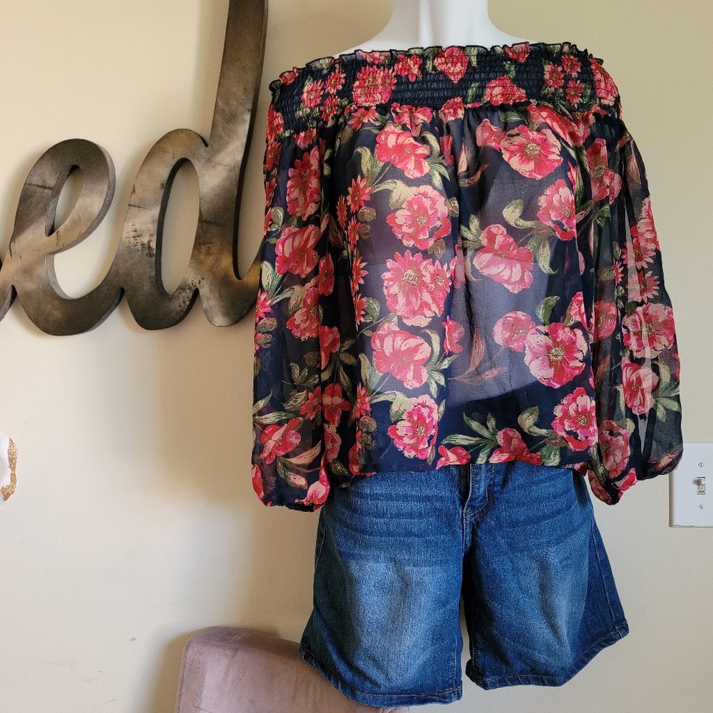 Blue Floral Sheer Shiry